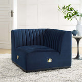 Conjure Channel Tufted Performance Velvet Left Corner Chair - Modern Glam & Stain-Resistant Modular Seating