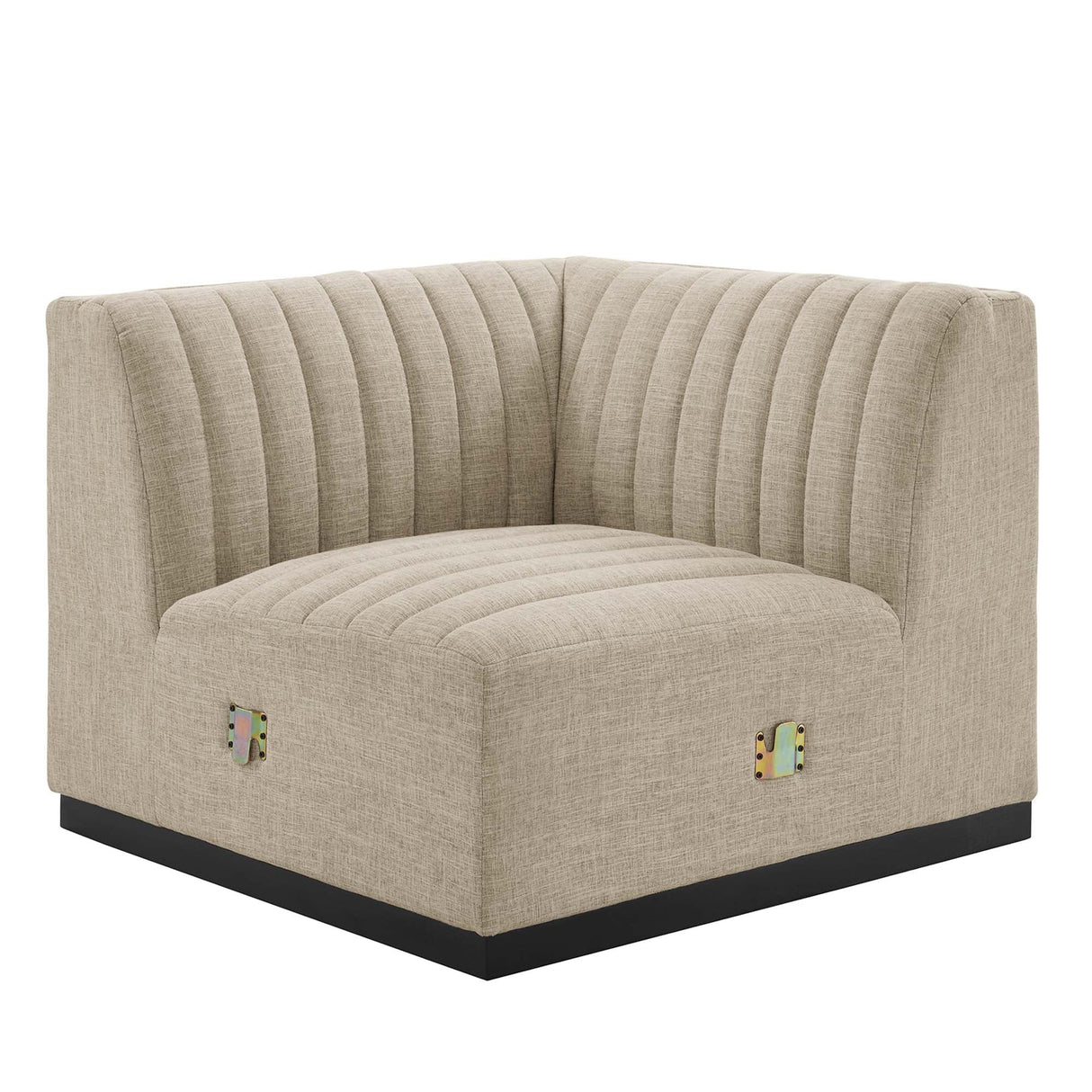 Conjure Channel Tufted Upholstered Fabric Left Corner Chair - Modern Glam & Modular Versatility