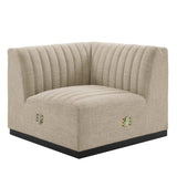 Conjure Channel Tufted Upholstered Fabric Left Corner Chair - Modern Glam & Modular Versatility