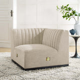 Conjure Channel Tufted Upholstered Fabric Left Corner Chair - Modern Glam & Modular Versatility