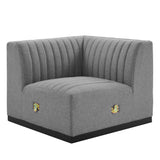 Conjure Channel Tufted Upholstered Fabric Left Corner Chair - Modern Glam & Modular Versatility