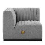 Conjure Channel Tufted Upholstered Fabric Left Corner Chair - Modern Glam & Modular Versatility