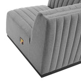 Conjure Channel Tufted Upholstered Fabric Left Corner Chair - Modern Glam & Modular Versatility