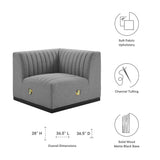Conjure Channel Tufted Upholstered Fabric Left Corner Chair - Modern Glam & Modular Versatility