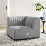 Conjure Channel Tufted Upholstered Fabric Left Corner Chair - Modern Glam & Modular Versatility