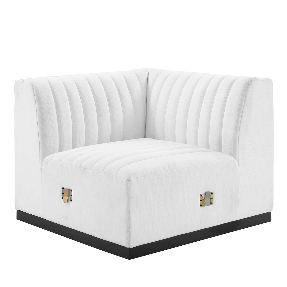 Conjure Channel Tufted Upholstered Fabric Left Corner Chair - Modern Glam & Modular Versatility