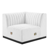 Conjure Channel Tufted Upholstered Fabric Left Corner Chair - Modern Glam & Modular Versatility