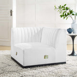 Conjure Channel Tufted Upholstered Fabric Left Corner Chair - Modern Glam & Modular Versatility