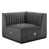 Conjure Channel Tufted Performance Velvet Right Corner Chair - Glam Deco & Modular Sectional Piece