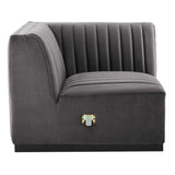 Conjure Channel Tufted Performance Velvet Right Corner Chair - Glam Deco & Modular Sectional Piece
