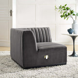 Conjure Channel Tufted Performance Velvet Right Corner Chair - Glam Deco & Modular Sectional Piece