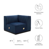 Conjure Channel Tufted Performance Velvet Right Corner Chair - Glam Deco & Modular Sectional Piece