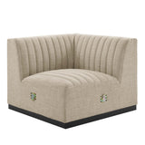 Conjure Channel Tufted Upholstered Fabric Right Corner Chair - Modern Glam & Modular Versatility