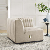 Conjure Channel Tufted Upholstered Fabric Right Corner Chair - Modern Glam & Modular Versatility