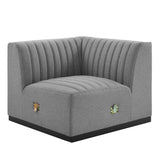 Conjure Channel Tufted Upholstered Fabric Right Corner Chair - Modern Glam & Modular Versatility