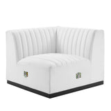 Conjure Channel Tufted Upholstered Fabric Right Corner Chair - Modern Glam & Modular Versatility