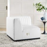 Conjure Channel Tufted Upholstered Fabric Right Corner Chair - Modern Glam & Modular Versatility