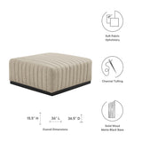 Conjure Channel Tufted Upholstered Fabric Ottoman - Modern Glam & Vertical Piping Accent