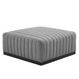 Conjure Channel Tufted Upholstered Fabric Ottoman - Modern Glam & Vertical Piping Accent