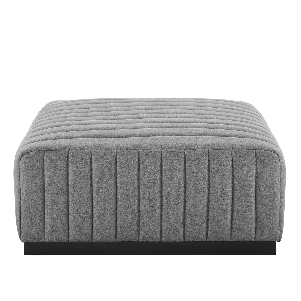 Conjure Channel Tufted Upholstered Fabric Ottoman - Modern Glam & Vertical Piping Accent