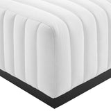 Conjure Channel Tufted Upholstered Fabric Ottoman - Modern Glam & Vertical Piping Accent
