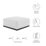 Conjure Channel Tufted Upholstered Fabric Ottoman - Modern Glam & Vertical Piping Accent
