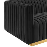 Conjure Channel Tufted Performance Velvet Left-Arm Chair - Glam Deco & Modular Seating