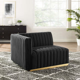 Conjure Channel Tufted Performance Velvet Left-Arm Chair - Glam Deco & Modular Seating