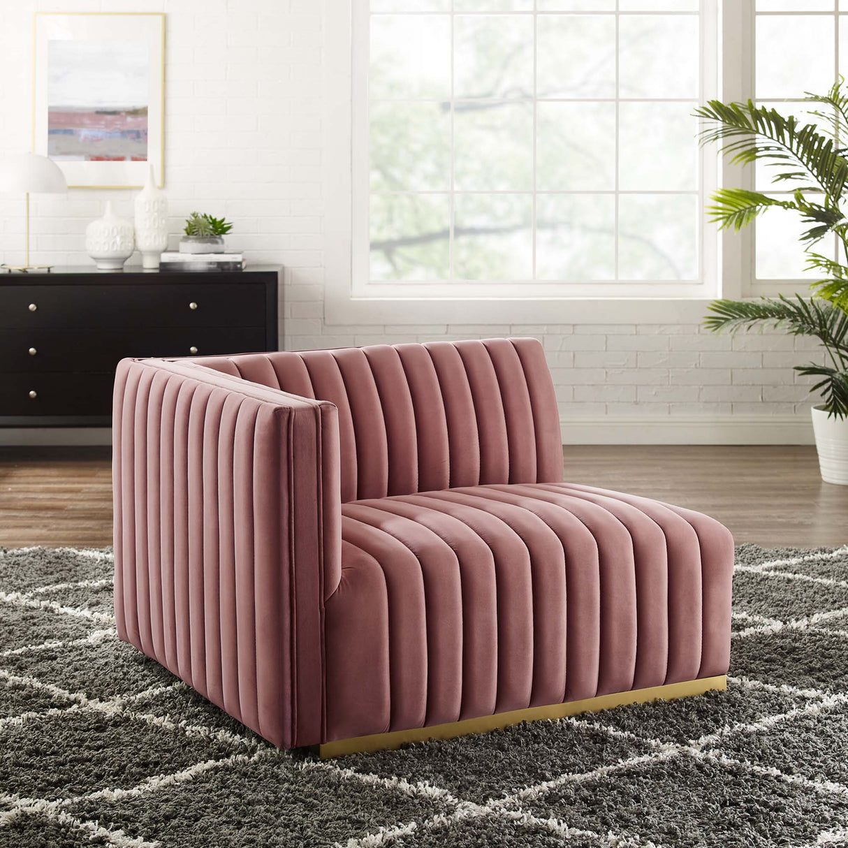 Conjure Channel Tufted Performance Velvet Left-Arm Chair - Glam Deco & Modular Seating