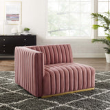 Conjure Channel Tufted Performance Velvet Left-Arm Chair - Glam Deco & Modular Seating