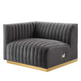 Conjure Channel Tufted Performance Velvet Left-Arm Chair - Glam Deco & Modular Seating