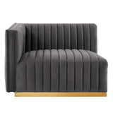 Conjure Channel Tufted Performance Velvet Left-Arm Chair - Glam Deco & Modular Seating