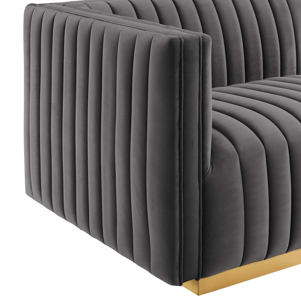 Conjure Channel Tufted Performance Velvet Left-Arm Chair - Glam Deco & Modular Seating