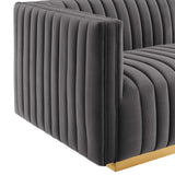 Conjure Channel Tufted Performance Velvet Left-Arm Chair - Glam Deco & Modular Seating