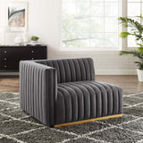 Conjure Channel Tufted Performance Velvet Left-Arm Chair - Glam Deco & Modular Seating