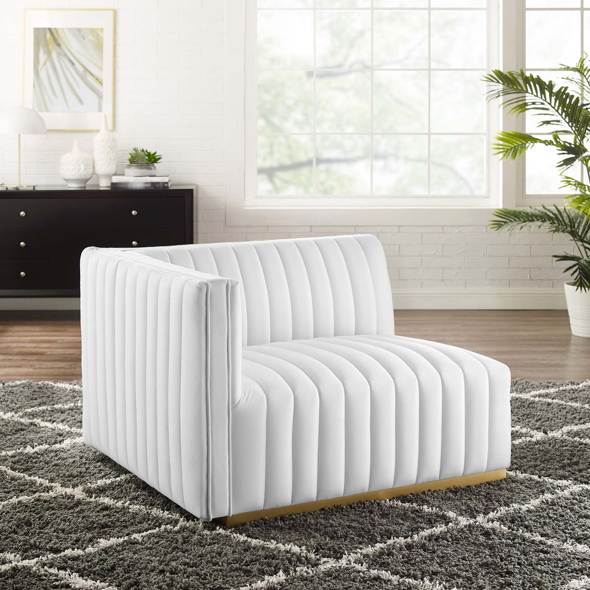 Conjure Channel Tufted Performance Velvet Left-Arm Chair - Glam Deco & Modular Seating