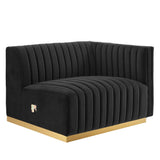 Conjure Channel Tufted Performance Velvet Right-Arm Chair - Modern Glam & Stain-Resistant Modular Seating