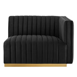 Conjure Channel Tufted Performance Velvet Right-Arm Chair - Modern Glam & Stain-Resistant Modular Seating