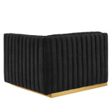 Conjure Channel Tufted Performance Velvet Right-Arm Chair - Modern Glam & Stain-Resistant Modular Seating