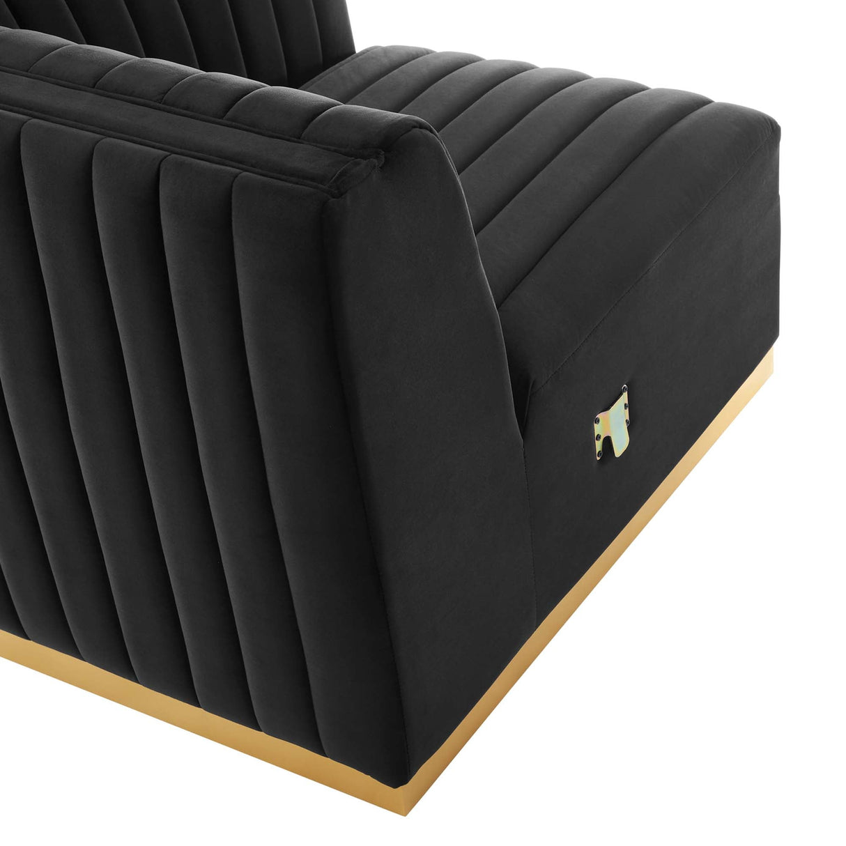 Conjure Channel Tufted Performance Velvet Right-Arm Chair - Modern Glam & Stain-Resistant Modular Seating