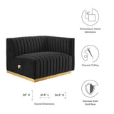 Conjure Channel Tufted Performance Velvet Right-Arm Chair - Modern Glam & Stain-Resistant Modular Seating