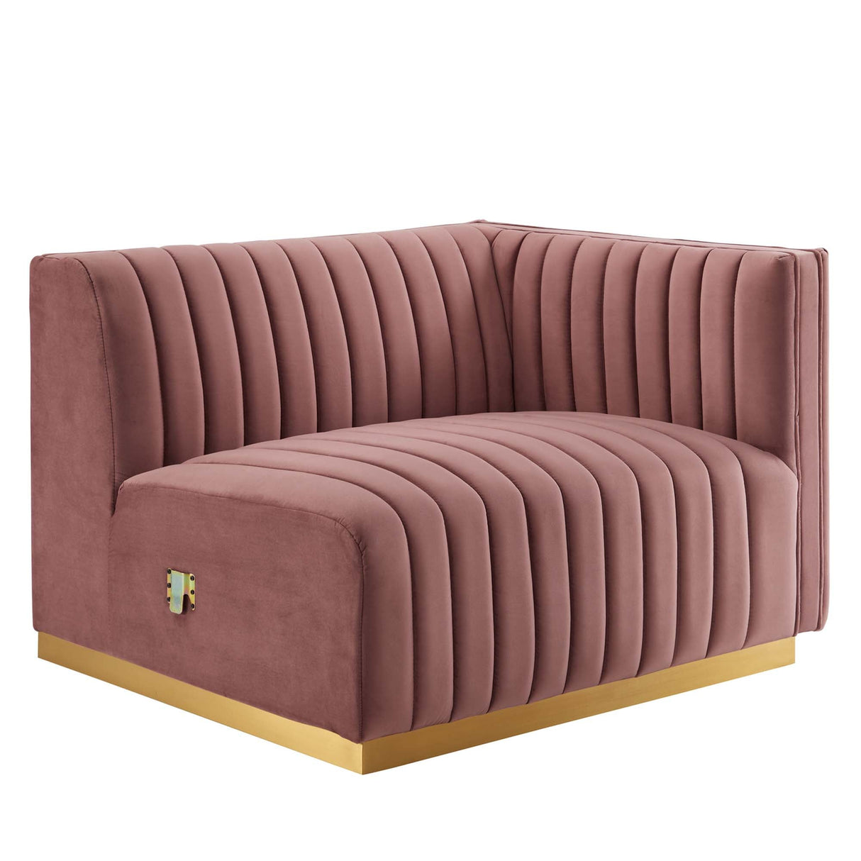 Conjure Channel Tufted Performance Velvet Right-Arm Chair - Modern Glam & Stain-Resistant Modular Seating