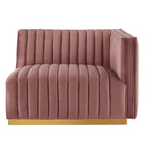 Conjure Channel Tufted Performance Velvet Right-Arm Chair - Modern Glam & Stain-Resistant Modular Seating