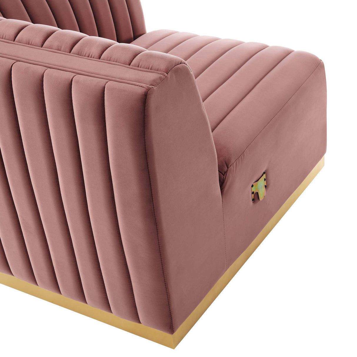 Conjure Channel Tufted Performance Velvet Right-Arm Chair - Modern Glam & Stain-Resistant Modular Seating