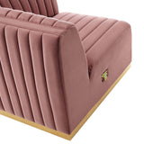 Conjure Channel Tufted Performance Velvet Right-Arm Chair - Modern Glam & Stain-Resistant Modular Seating