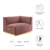 Conjure Channel Tufted Performance Velvet Right-Arm Chair - Modern Glam & Stain-Resistant Modular Seating