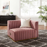 Conjure Channel Tufted Performance Velvet Right-Arm Chair - Modern Glam & Stain-Resistant Modular Seating