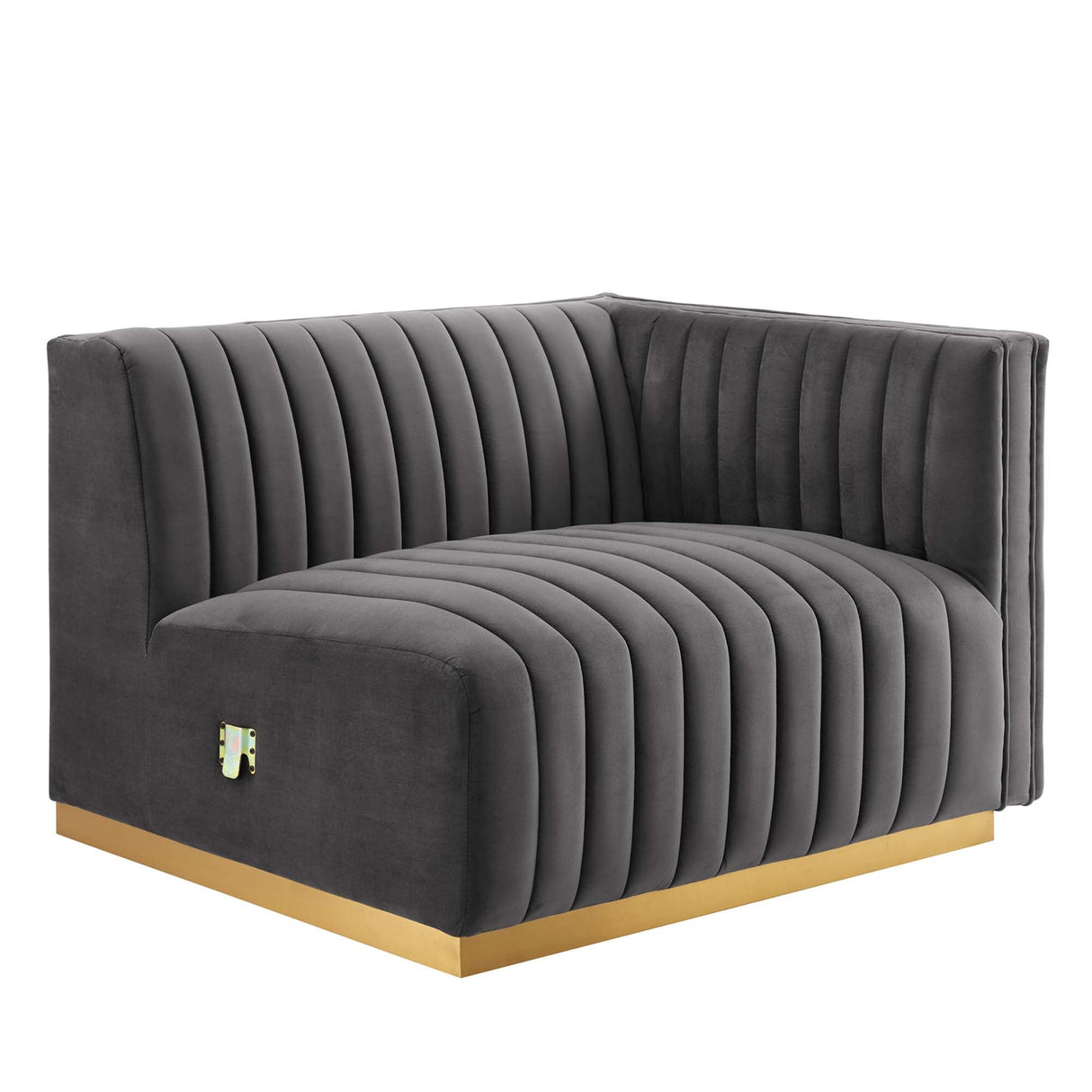Conjure Channel Tufted Performance Velvet Right-Arm Chair - Modern Glam & Stain-Resistant Modular Seating