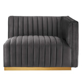 Conjure Channel Tufted Performance Velvet Right-Arm Chair - Modern Glam & Stain-Resistant Modular Seating