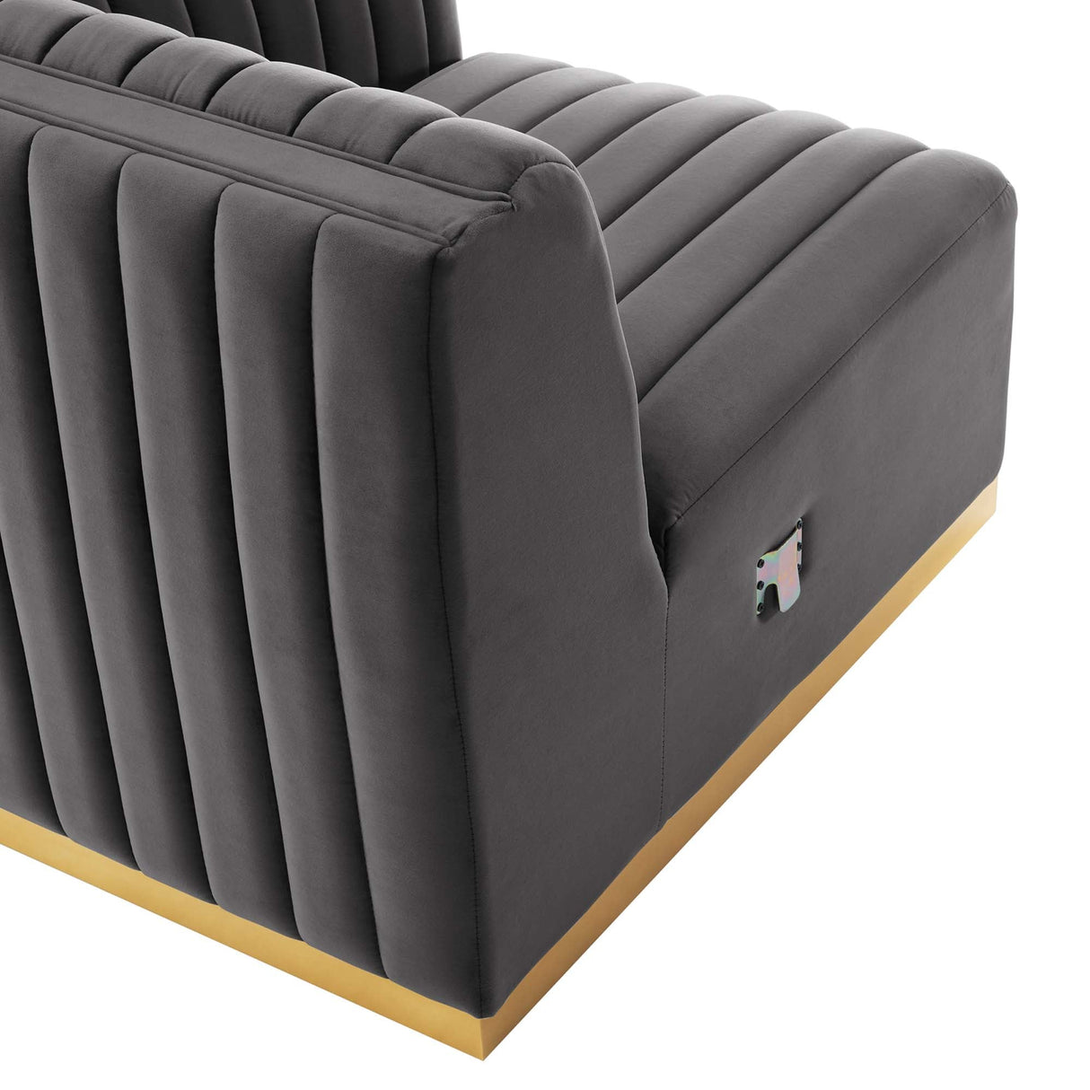 Conjure Channel Tufted Performance Velvet Right-Arm Chair - Modern Glam & Stain-Resistant Modular Seating